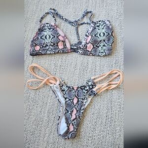 💝Snakeskin Print Bikini Set